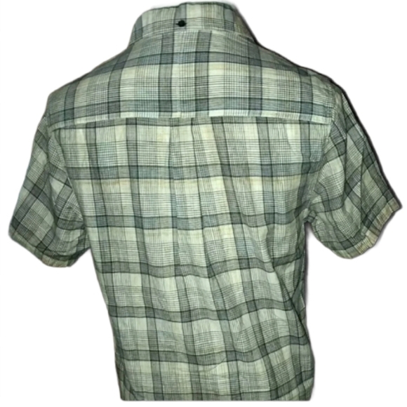 Horny Toad Button Shirt Sleeve Dress Down Plaid green brown checked outdoor man - Picture 3 of 7